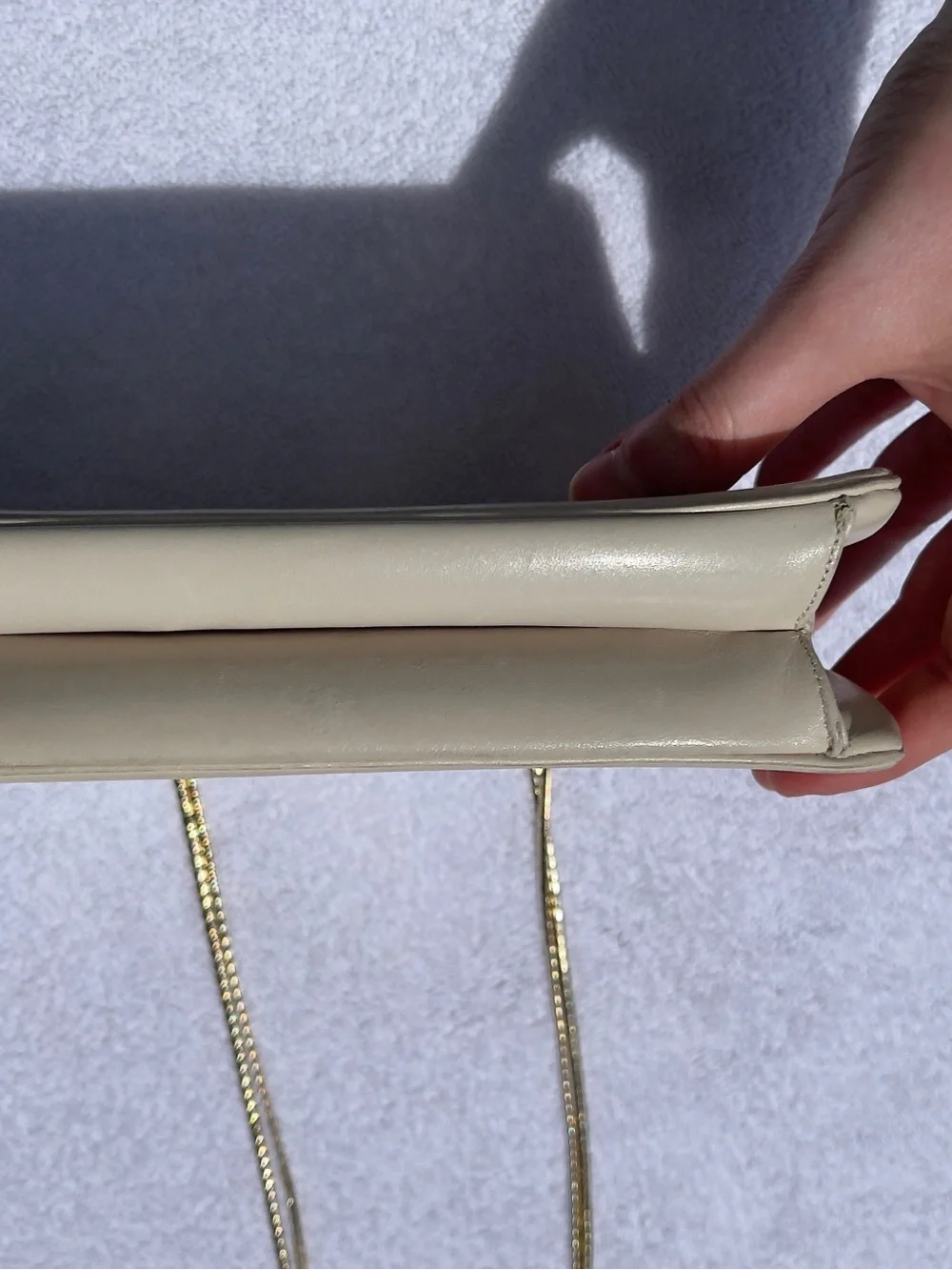 Judith Leiber Vintage Cream Leather Gold-tone Hardware Shoulder Clutch Purse